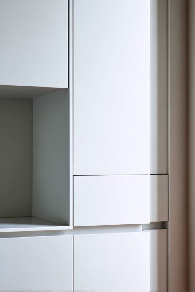 Pure Minimalist White Lacquer Cabinets
