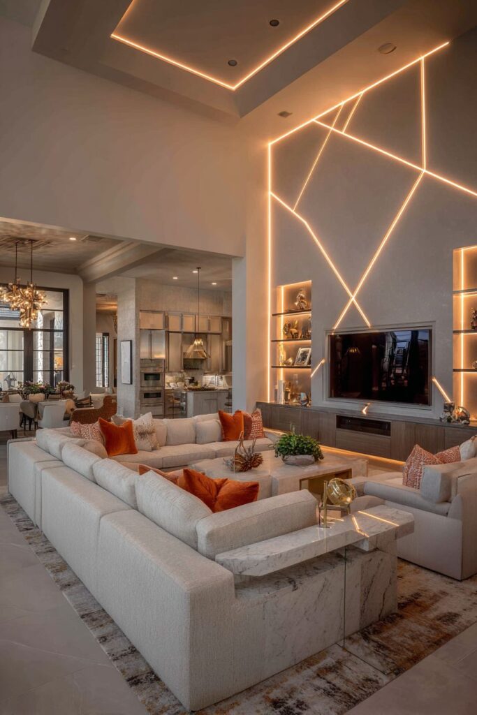 Contemporary Geometric LED Media Wall Design