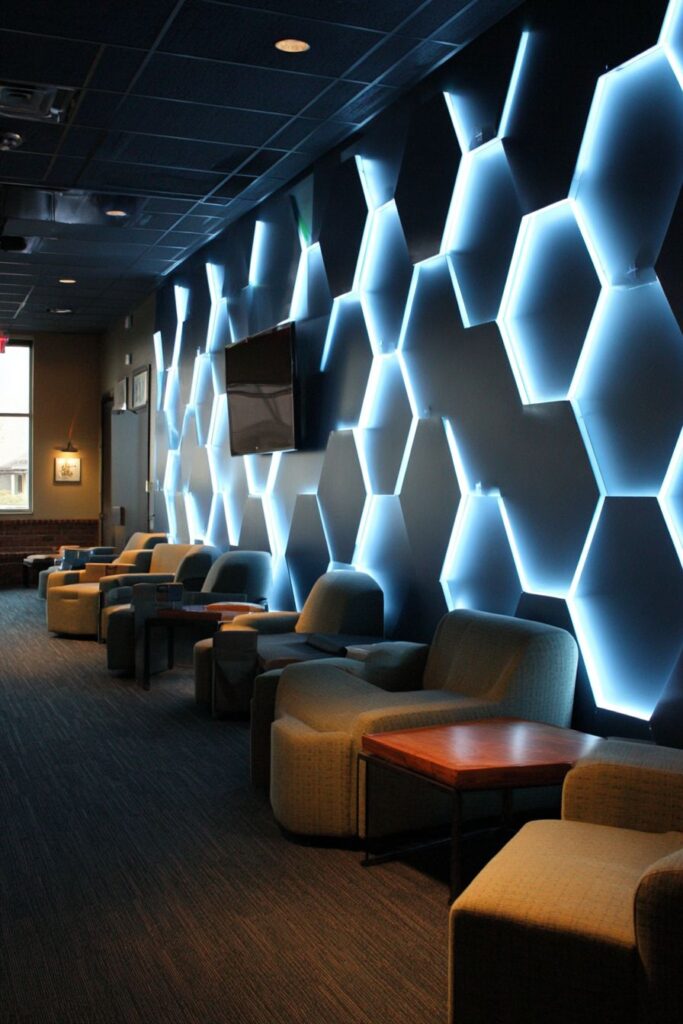 Contemporary Geometric LED Media Wall Design