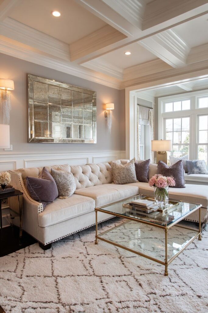 Grand Sectional in Champagne Silk Velvet