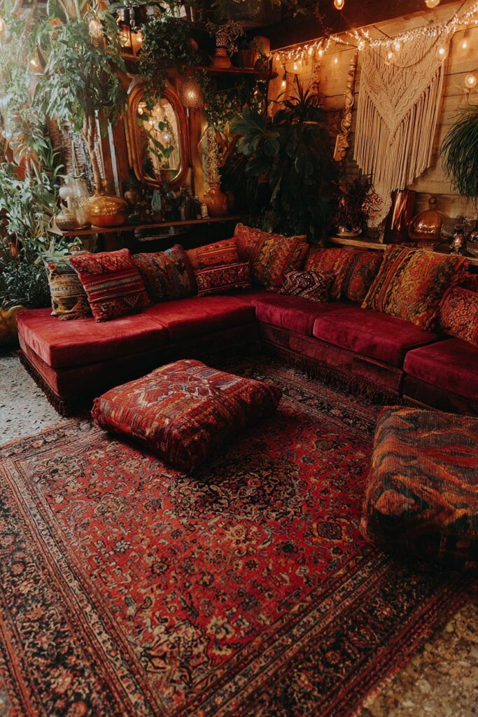 Bohemian Red Textile Layering Eclectic Style
