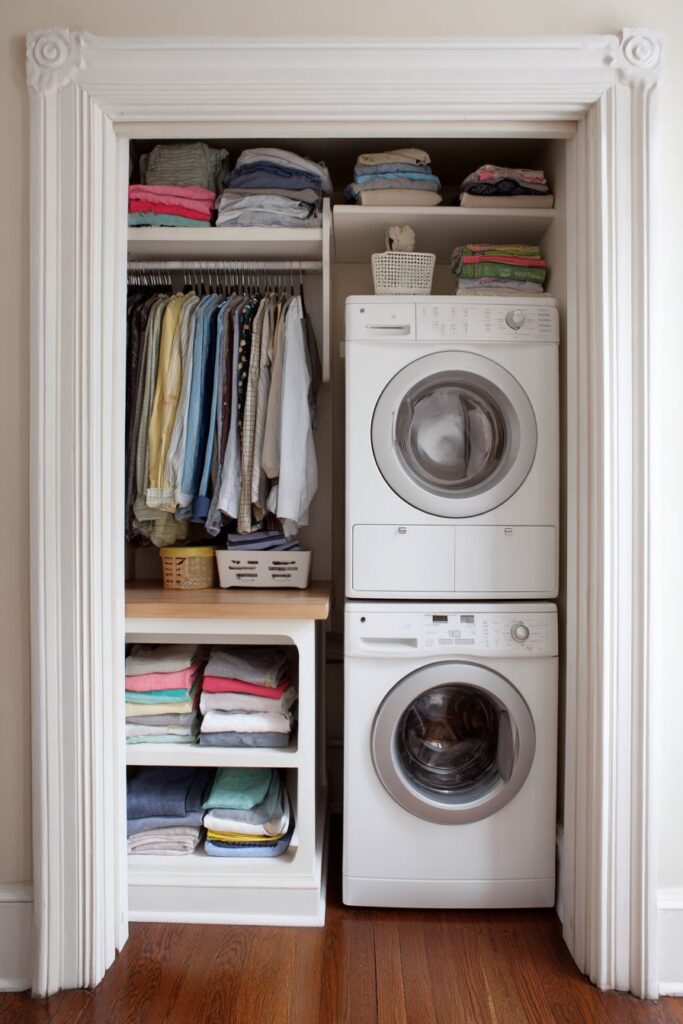 Stacked Laundry Area with Pull-Out Features