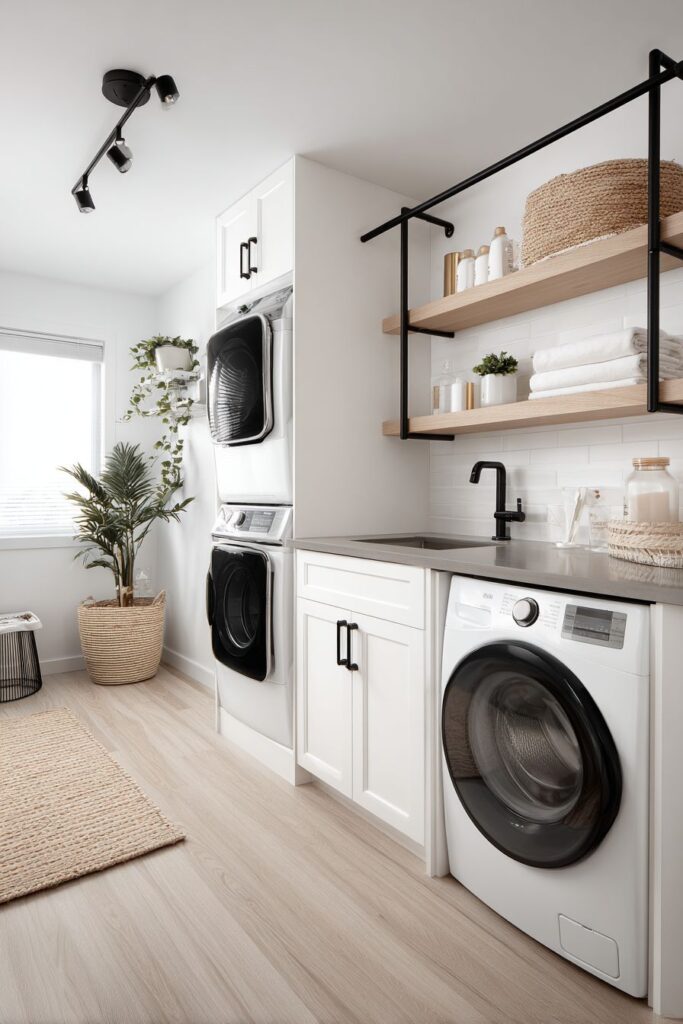 Stacked Laundry Area with Pull-Out Features