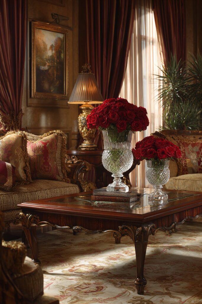 Traditional Elegance with Crystal and Mahogany