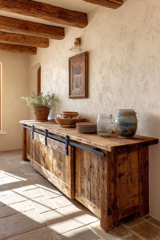 Reclaimed Barn Wood Buffet with Sliding Door Hardware