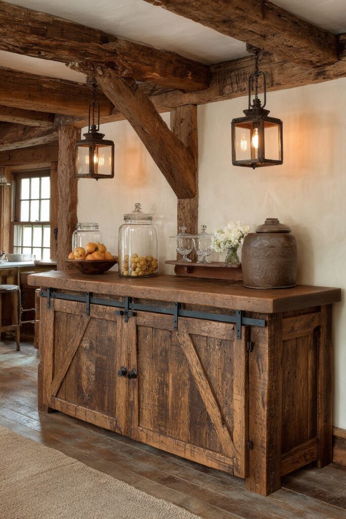Reclaimed Barn Wood Buffet with Sliding Door Hardware
