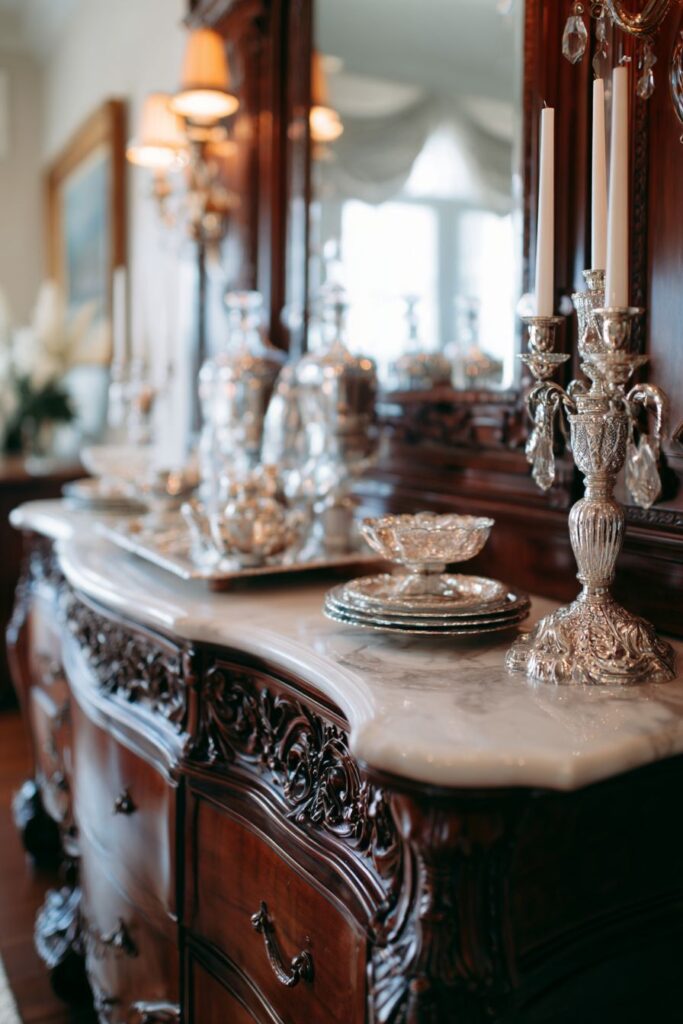 Luxury Mahogany Console with Formal Carved Elegance
