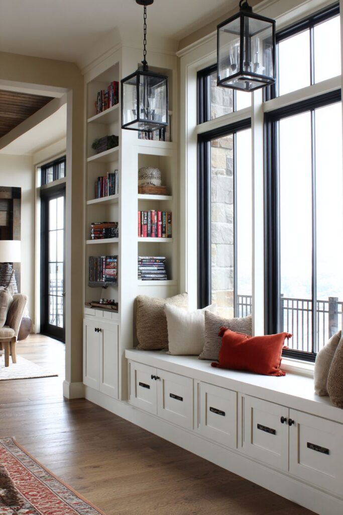 Built-In Window Seat with Floor-to-Ceiling Storage