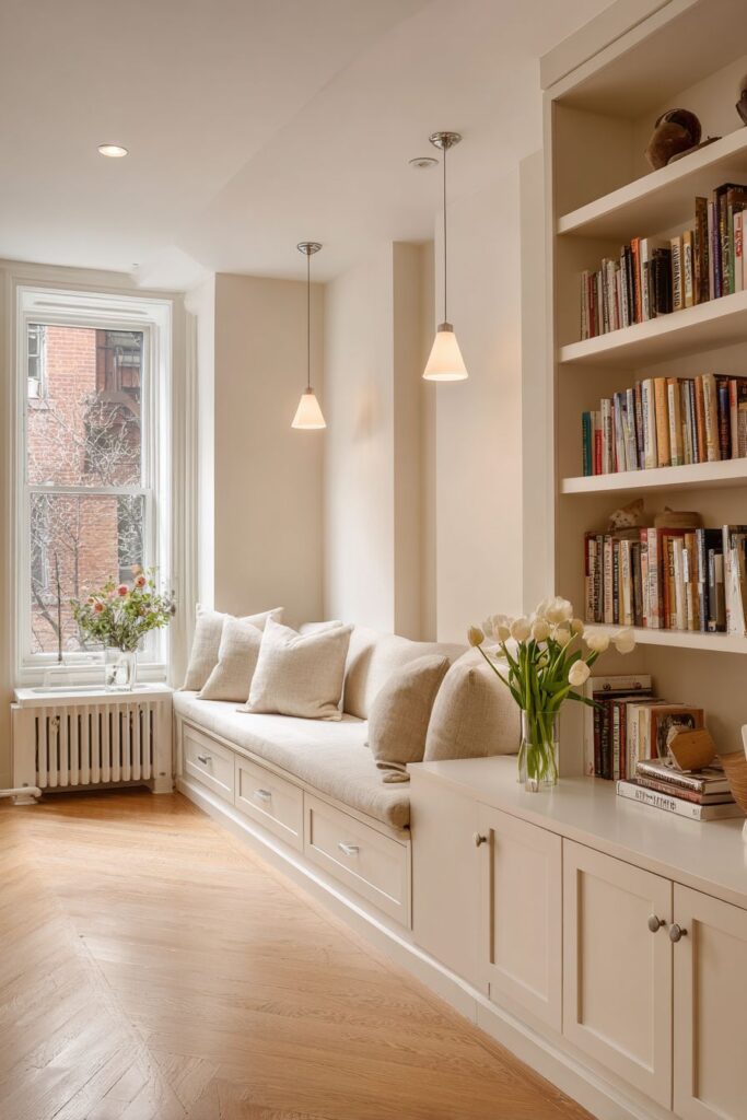 Built-In Window Seat with Floor-to-Ceiling Storage