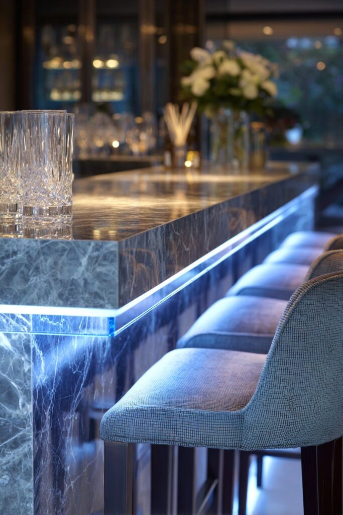 LED Under-Cabinet Lighting for Living Room Bar Areas