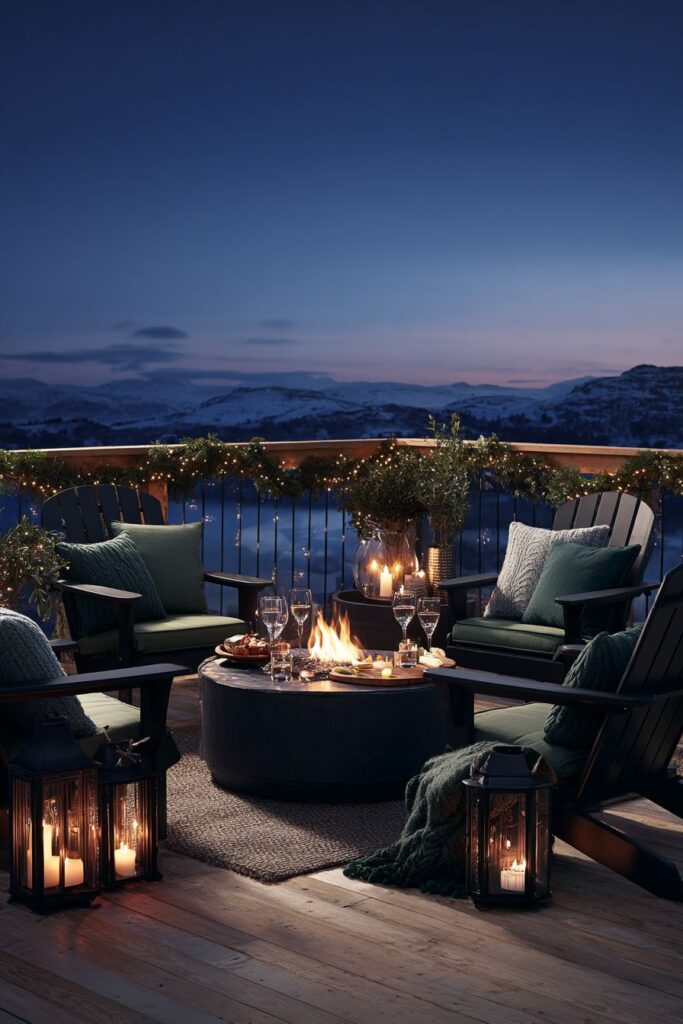 Night-Time Entertainment Area with Fire Feature