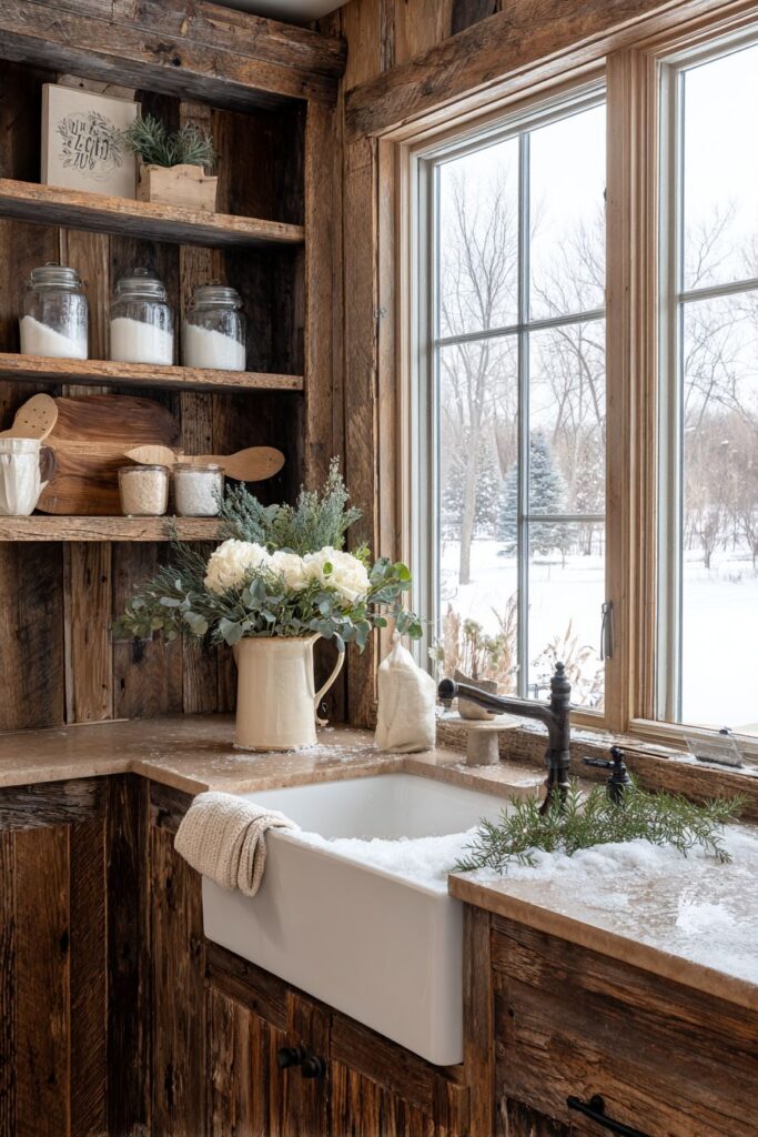  Rustic Farmhouse with Authentic Winter Textures