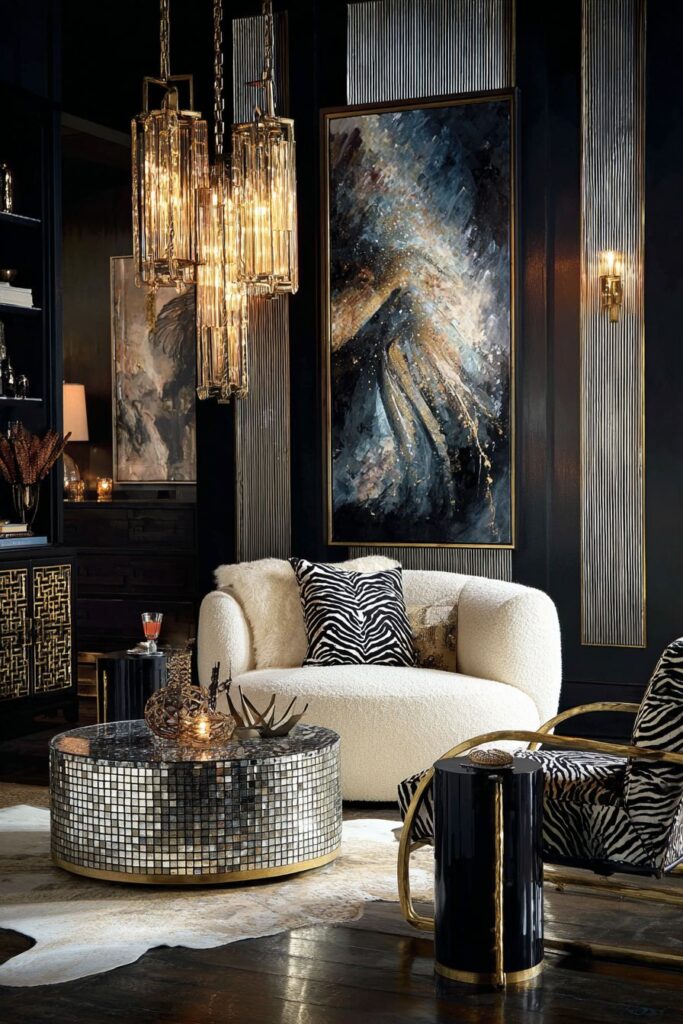 Coffered Ceiling Grandeur with Gold Leaf Splendor