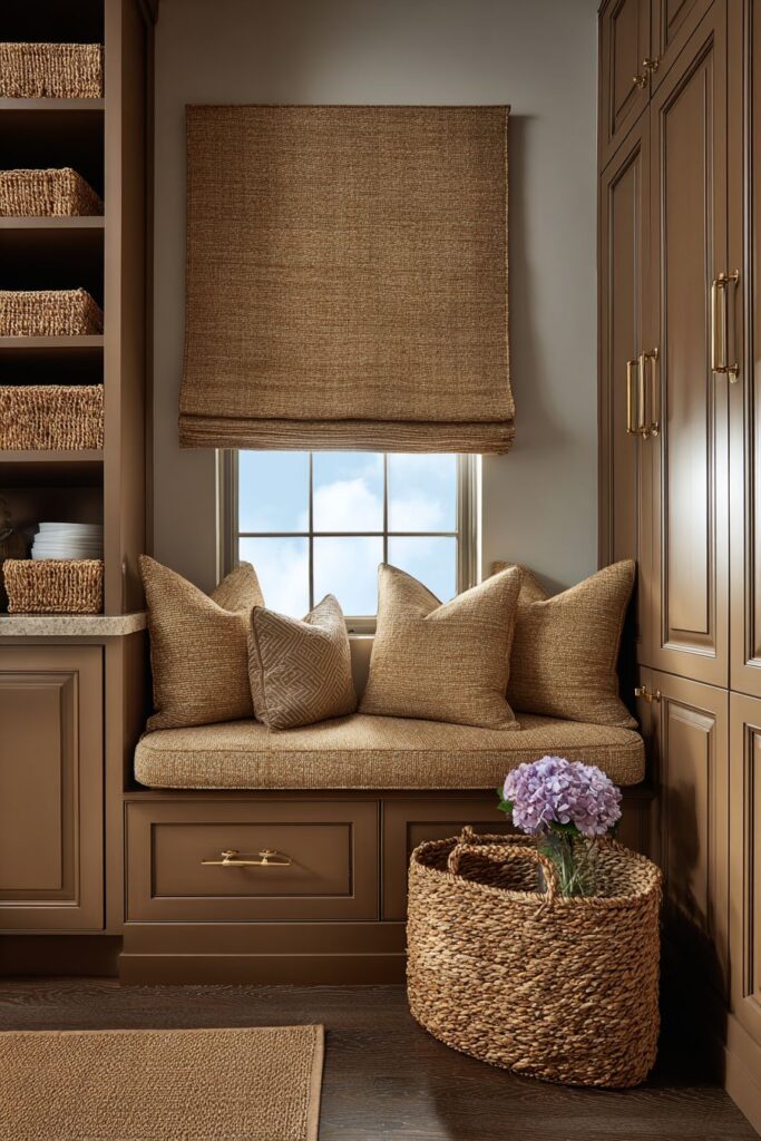  Custom Window Treatments in Brown Linen