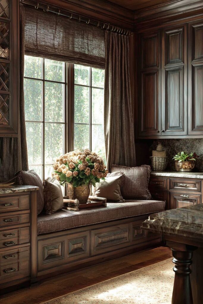  Custom Window Treatments in Brown Linen