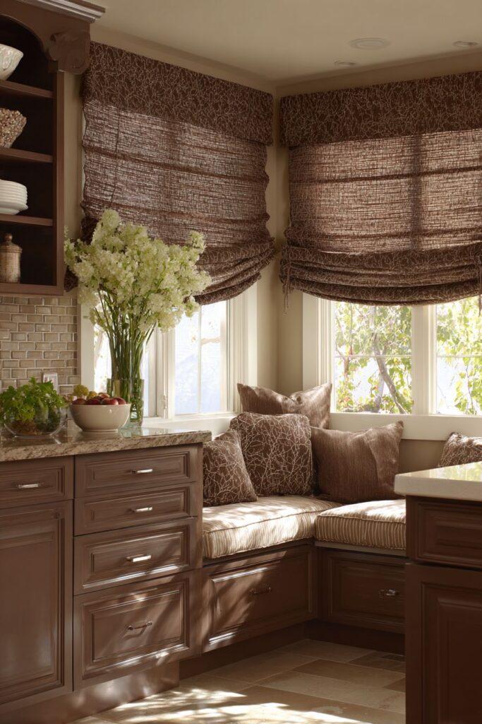  Custom Window Treatments in Brown Linen