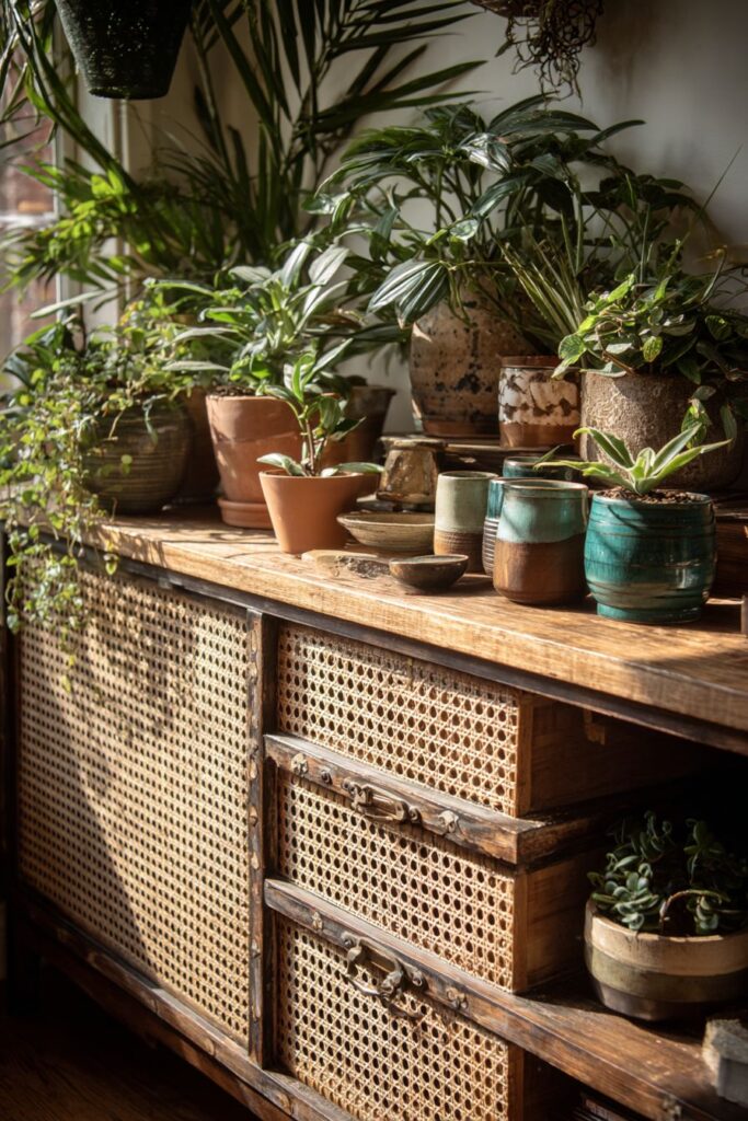 Bohemian Console with Eclectic Natural Materials