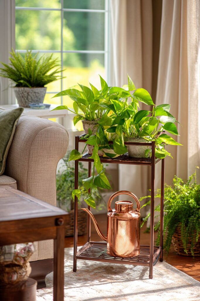 Lush Cascading Plant Collection on Tiered Stand