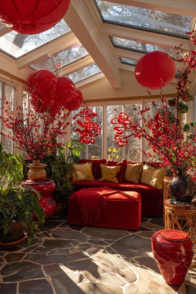 Sunroom Gathering Space with Abundant Natural Elements