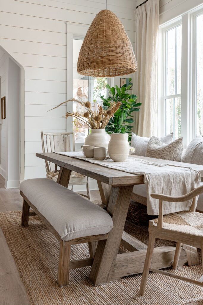 Trestle Table with Slipcovered Bench