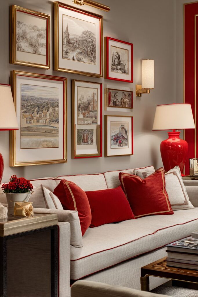 Red Matted Gallery Wall Art Display