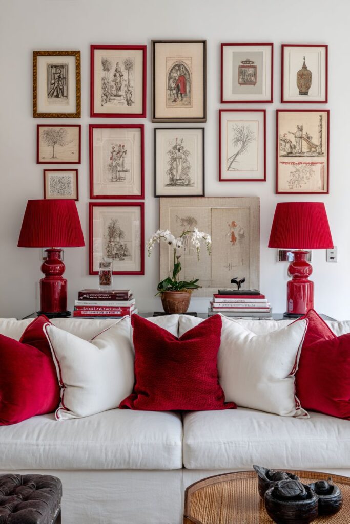 Red Matted Gallery Wall Art Display