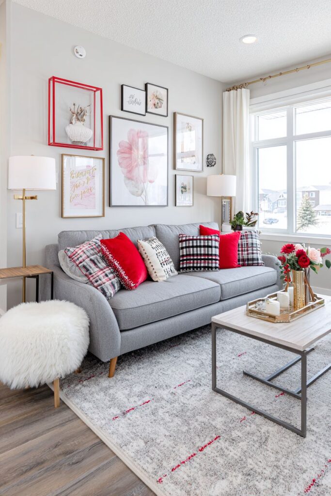 Red Matted Gallery Wall Art Display