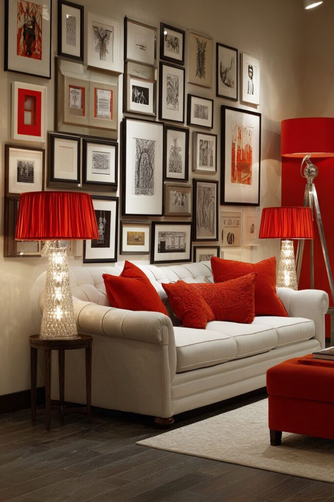Red Matted Gallery Wall Art Display