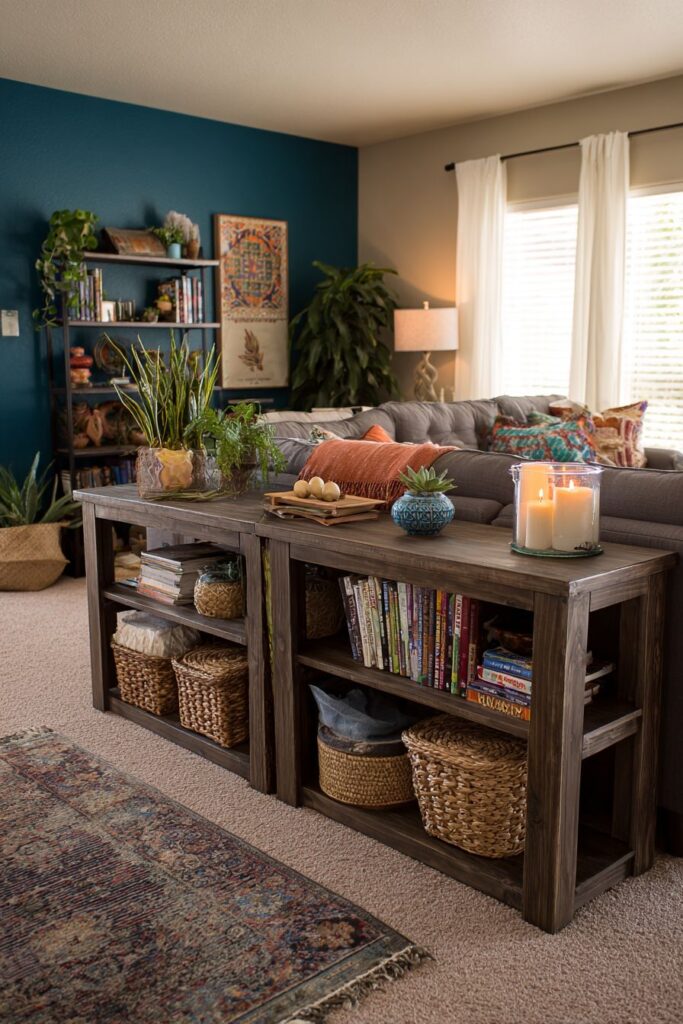 Entertainment Center with Teal Accent Wall