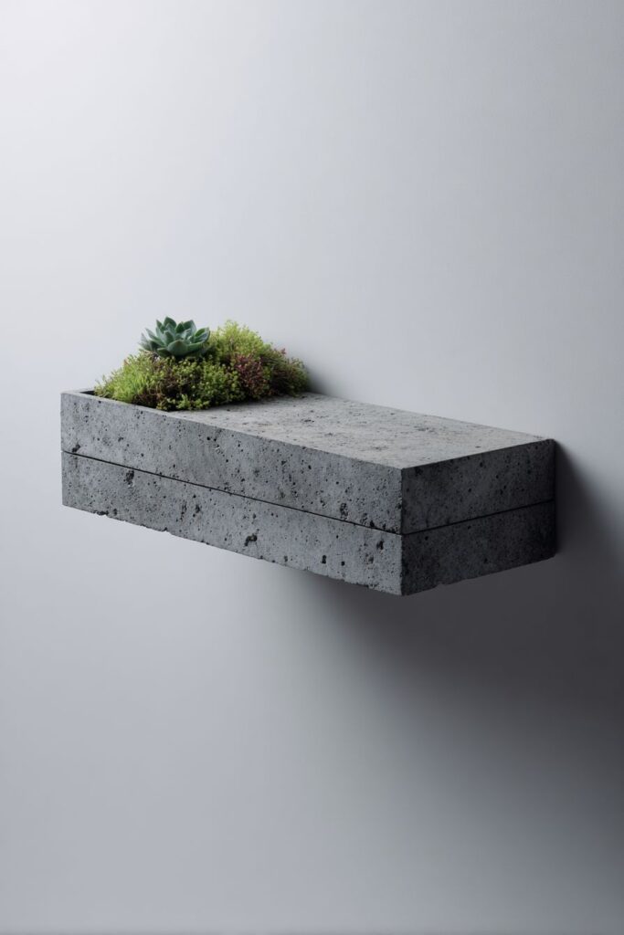 Minimalist Concrete Grey Console with Architectural Presence