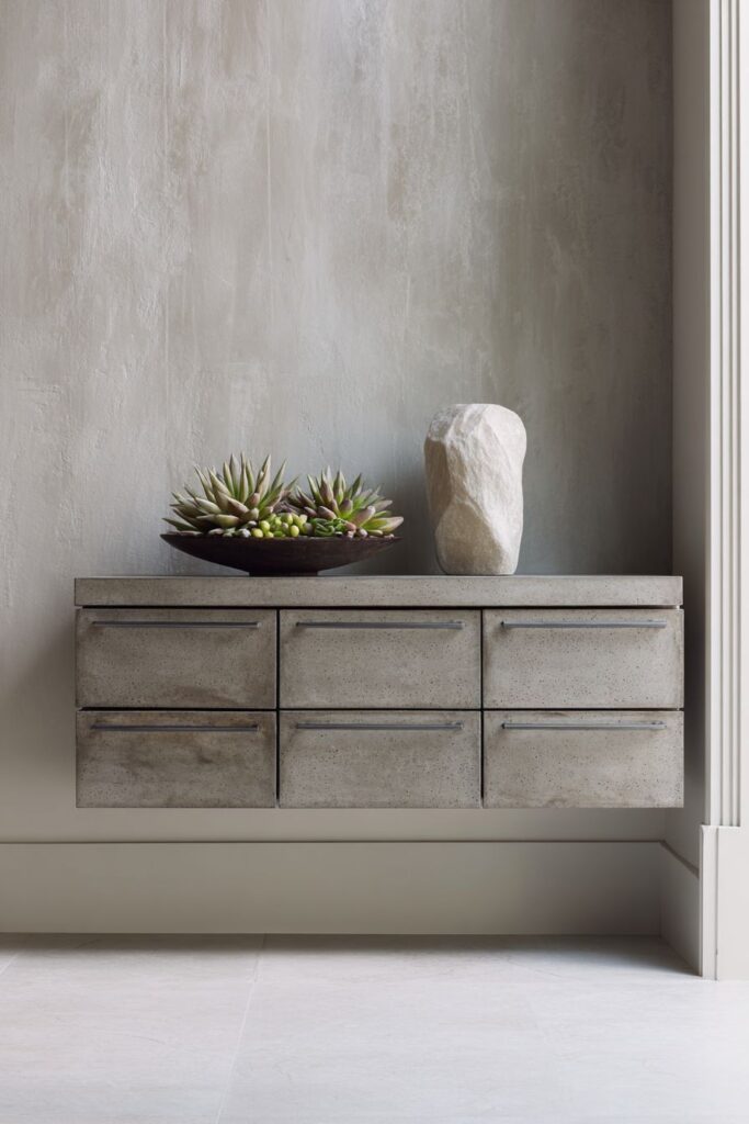 Minimalist Concrete Grey Console with Architectural Presence