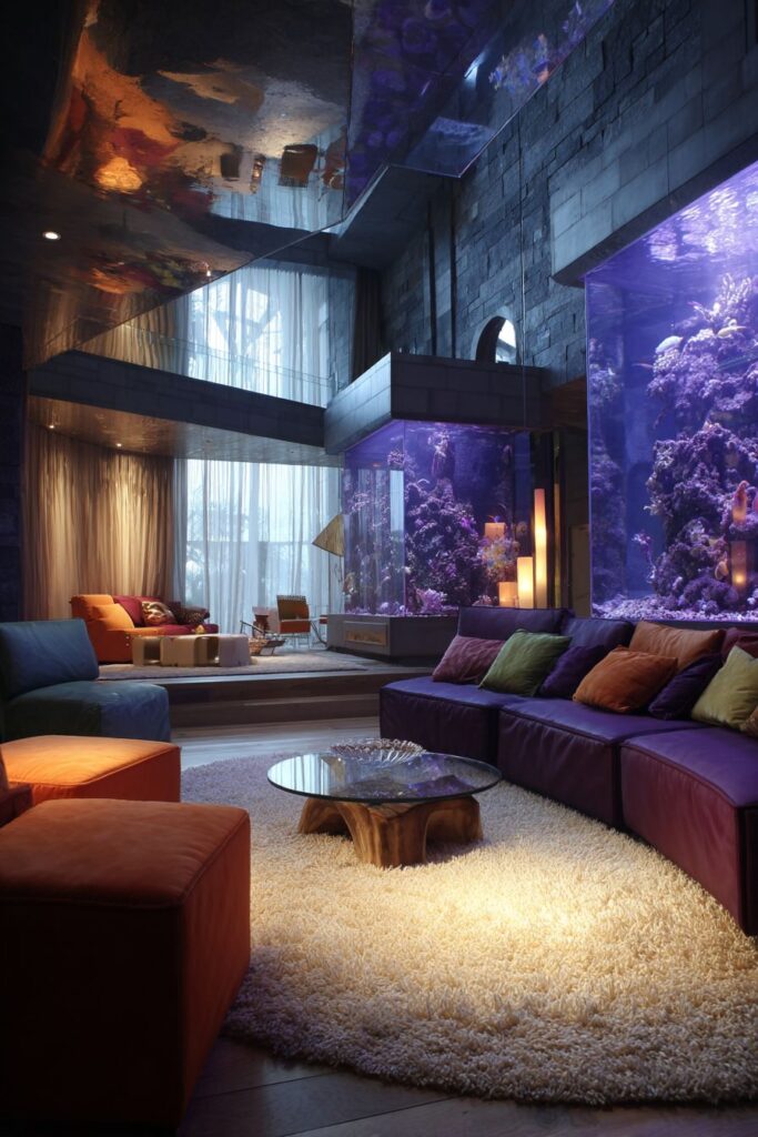 Aquatic Atmosphere with Built-In Aquarium Architecture