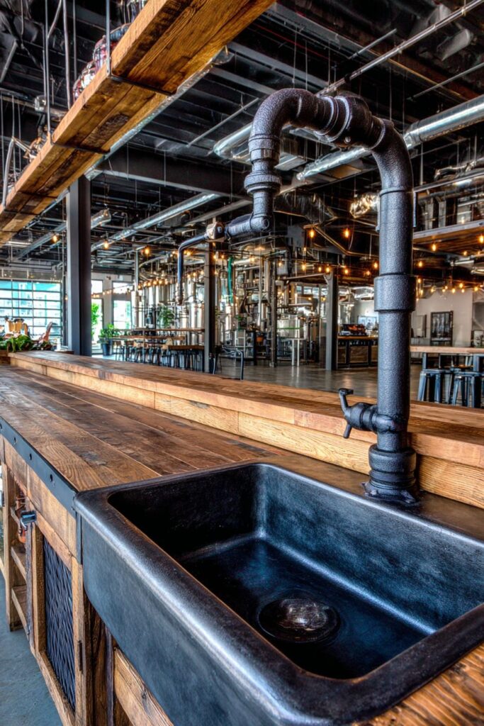 Exposed Pipe Plumbing as Decorative Integration