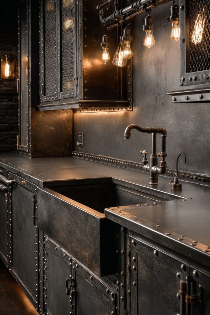 Exposed Pipe Plumbing as Decorative Integration