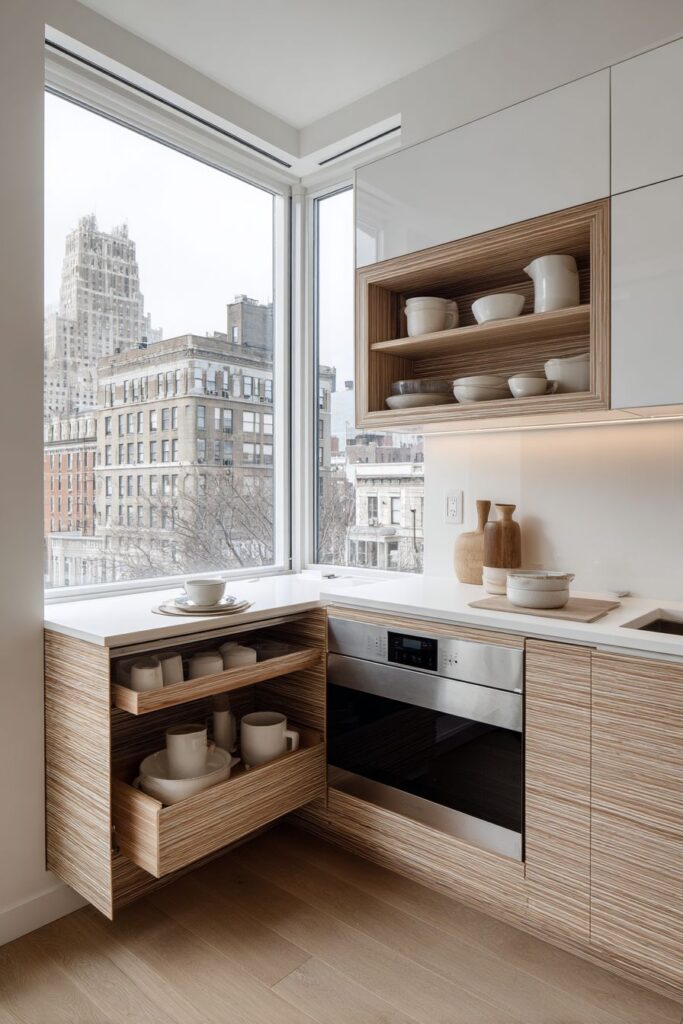 Compact High-Gloss White Urban Kitchen Cabinets