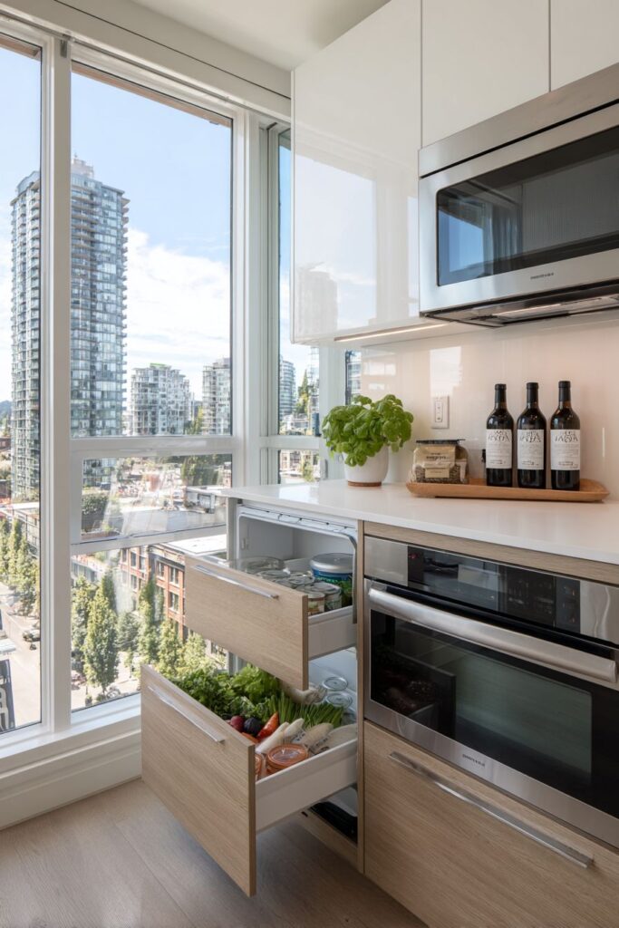 Compact High-Gloss White Urban Kitchen Cabinets