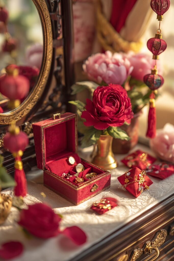 Elegant Bedroom Dresser with Feminine Festive Styling