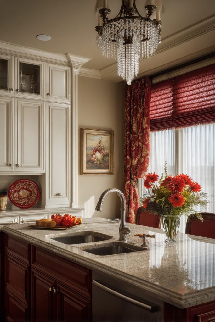 Red Window Treatment Warmth