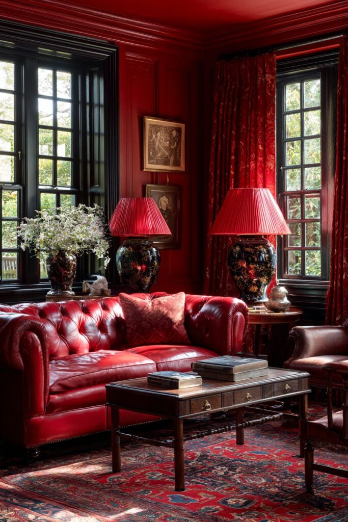 Traditional Chesterfield Red Upholstery Craftsmanship