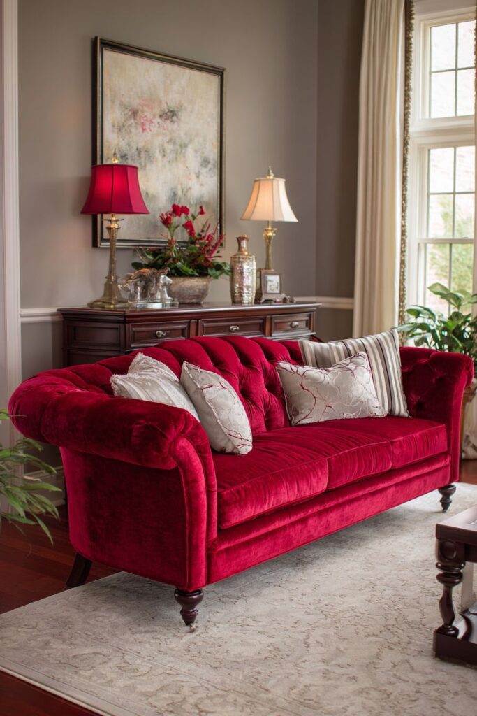 Traditional Chesterfield Red Upholstery Craftsmanship