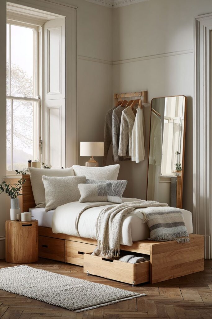 Scandinavian Minimalist Bedroom with Capsule Wardrobe