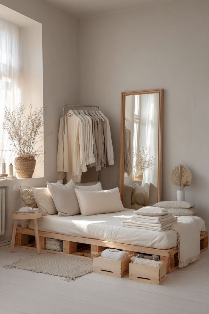 Scandinavian Minimalist Bedroom with Capsule Wardrobe