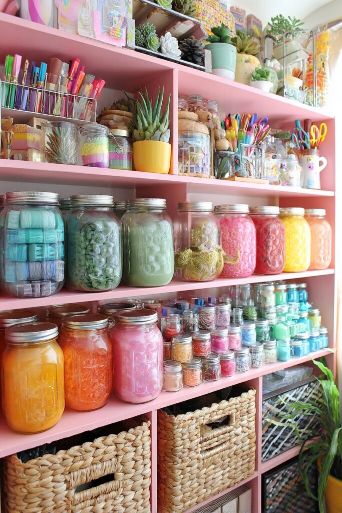 Colorful Craft Room Organization
