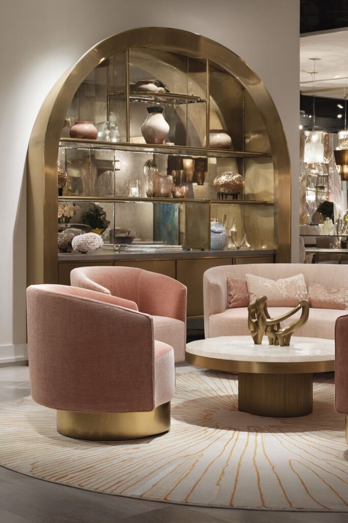 Semicircular Niche with Feminine Rose Elegance