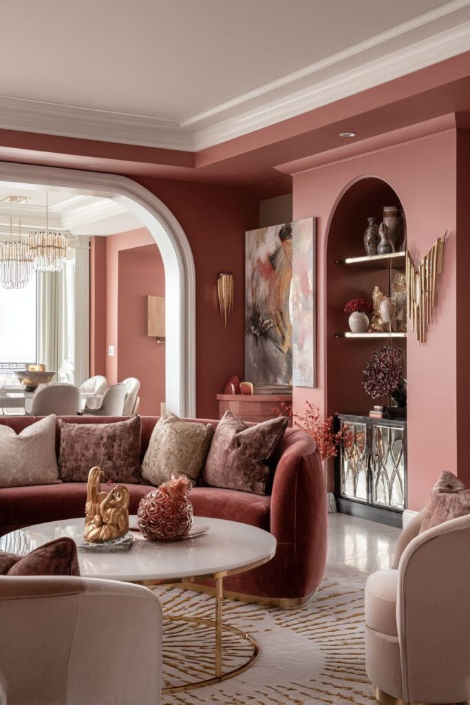 Semicircular Niche with Feminine Rose Elegance