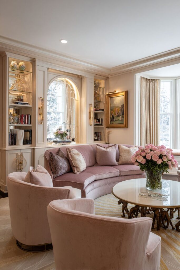 Semicircular Niche with Feminine Rose Elegance