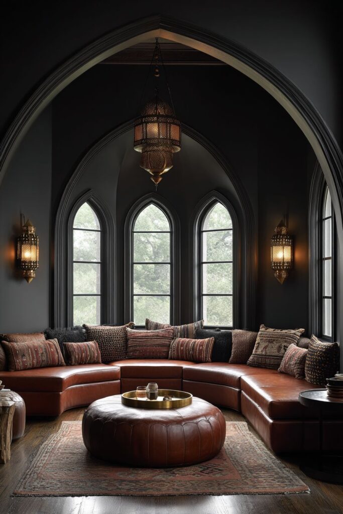 Conversation Pit with Built-In Leather Seating