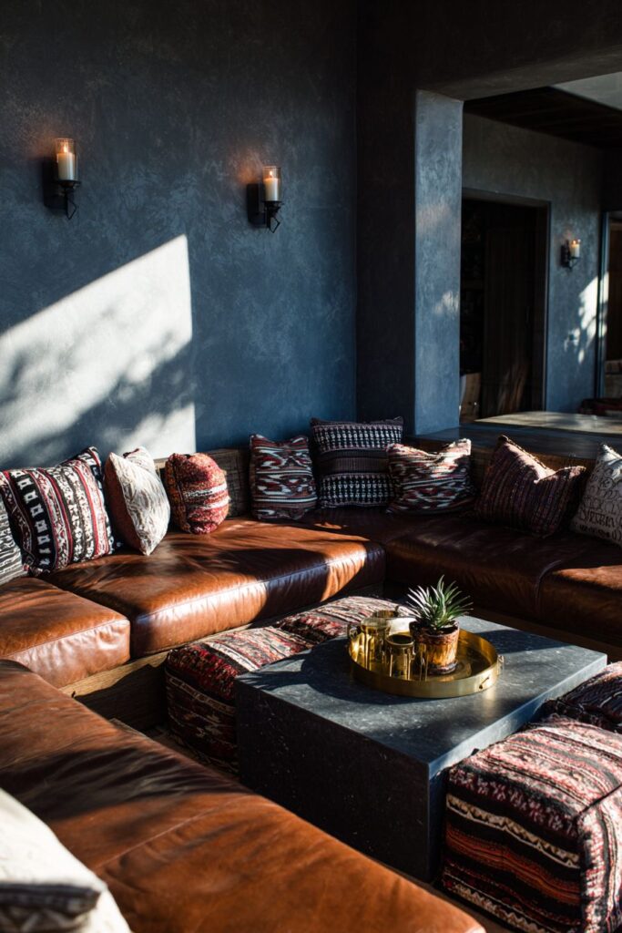 Conversation Pit with Built-In Leather Seating