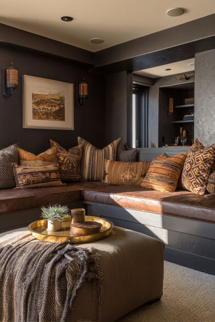 Conversation Pit with Built-In Leather Seating