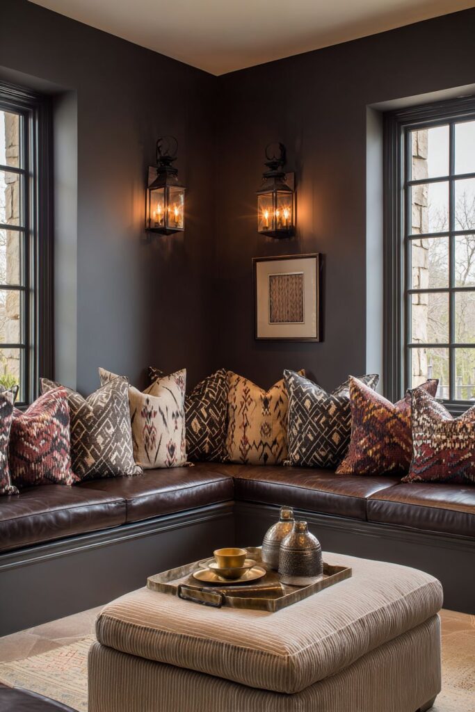 Conversation Pit with Built-In Leather Seating